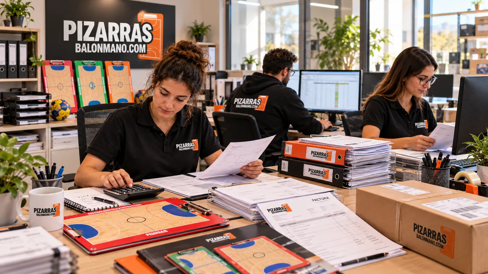 Kantoor van de werkplaats dat bestellingen en facturen verwerkt